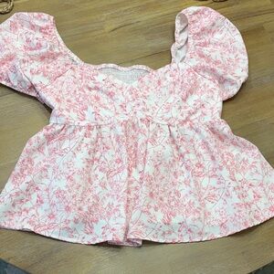 SHEIN Pink and White Patterned Blouse